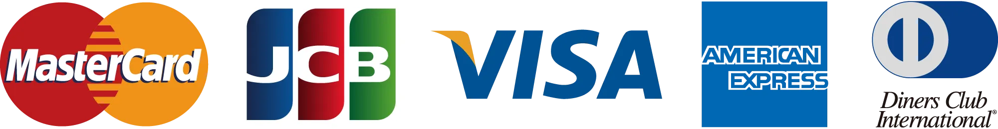 ご利用可能なクレジットカード：Mastercard、JCB、Visa、American Express、Diners Club